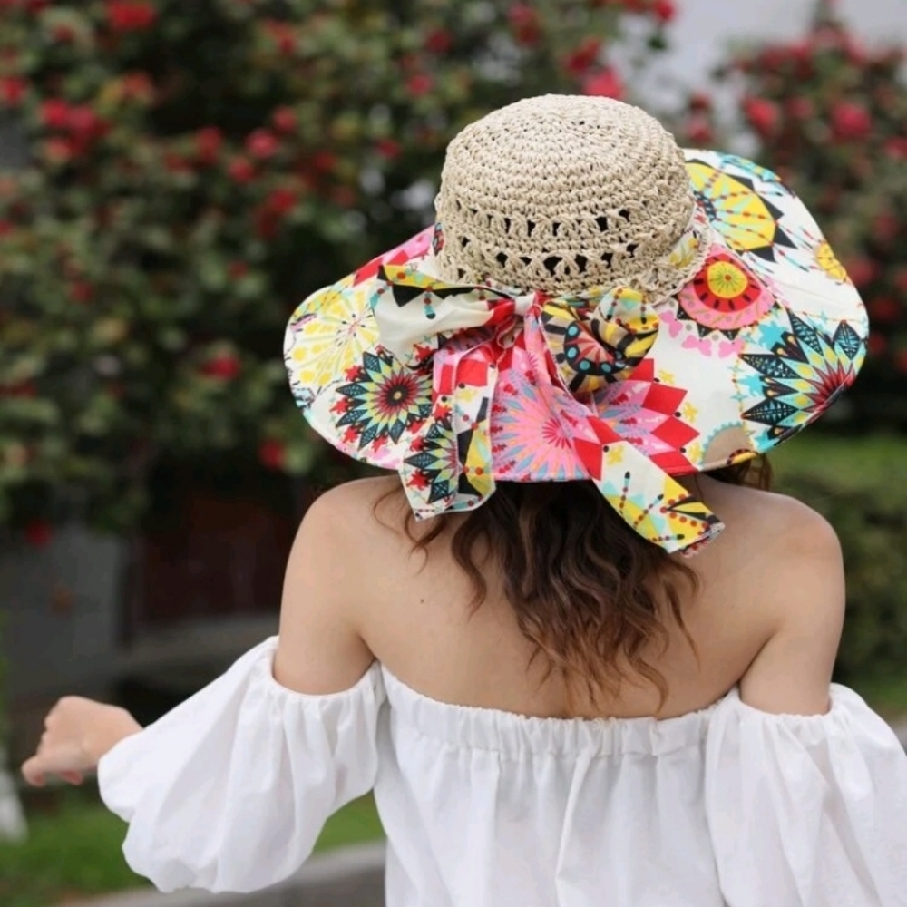 Decorative wide brim ladys summer hat.  Super cute!! NOW AVAILABLE
